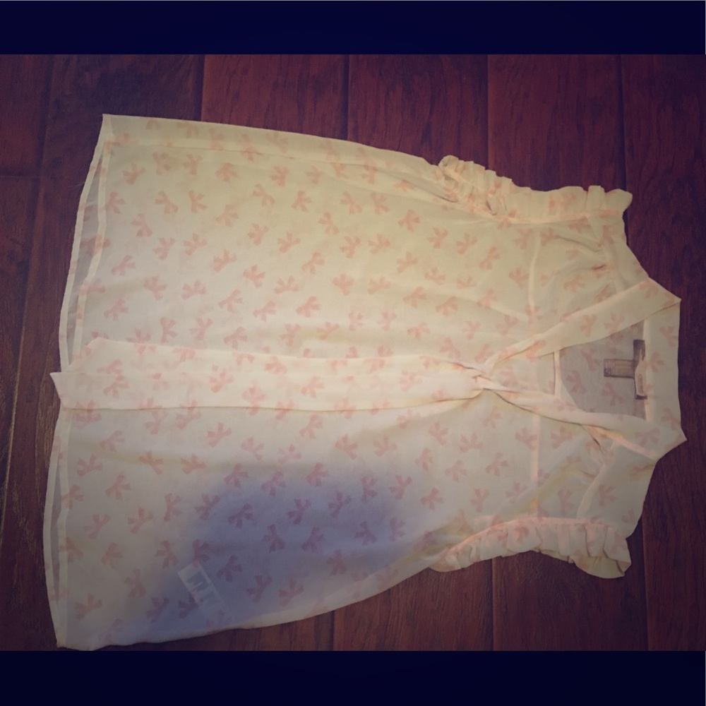 White and pink bow forever 21 blouse